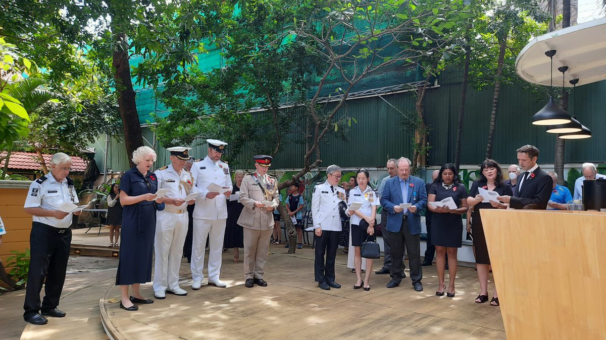 DomWUK's tweet photo. Hosted small Remembrance Sunday event in British Residence. 

Particularly poignant this year, after the passing of Her Late Majesty &amp; due to current events in Europe.

“When you go home, tell them of us &amp; say, 
For your tomorrow, we gave our today.”

#WeWillRememberThem https://t.co/XYq2AcsGFr