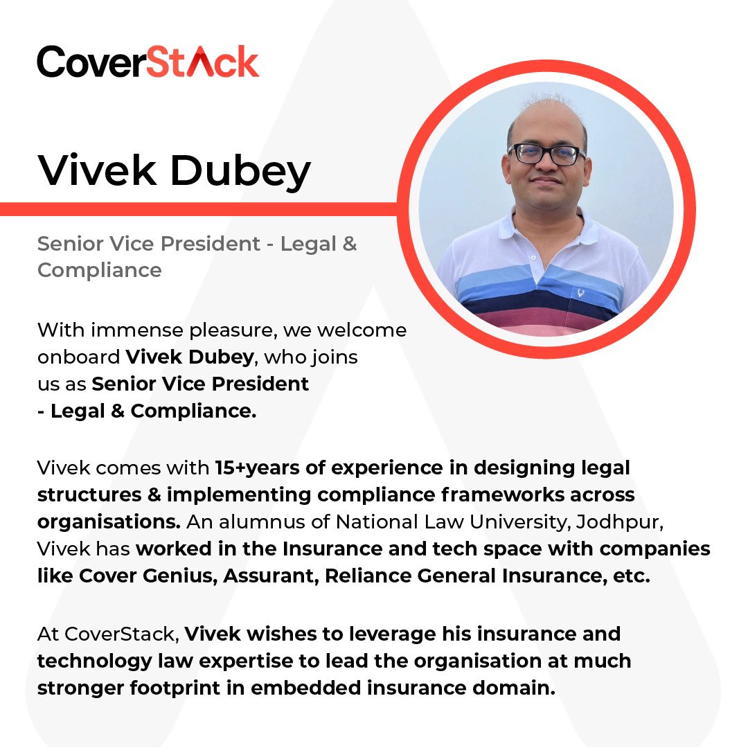 Coverstack1's tweet photo. #welcometotheteam Vivek Dubey, we are happy to have you on board.
#insurance #coverstack #Coverfoxgroup #insurtech https://t.co/oiGUGYfGTe