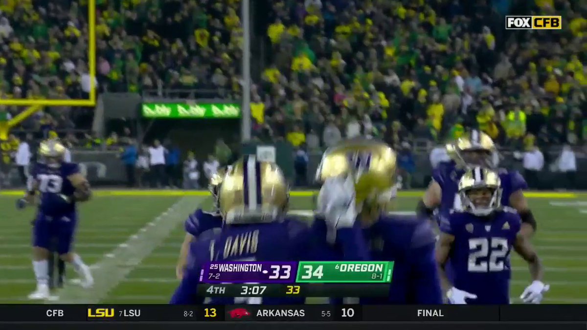 FOX College Football on Twitter "TIE GAME 😅 Taj Davis to the house for