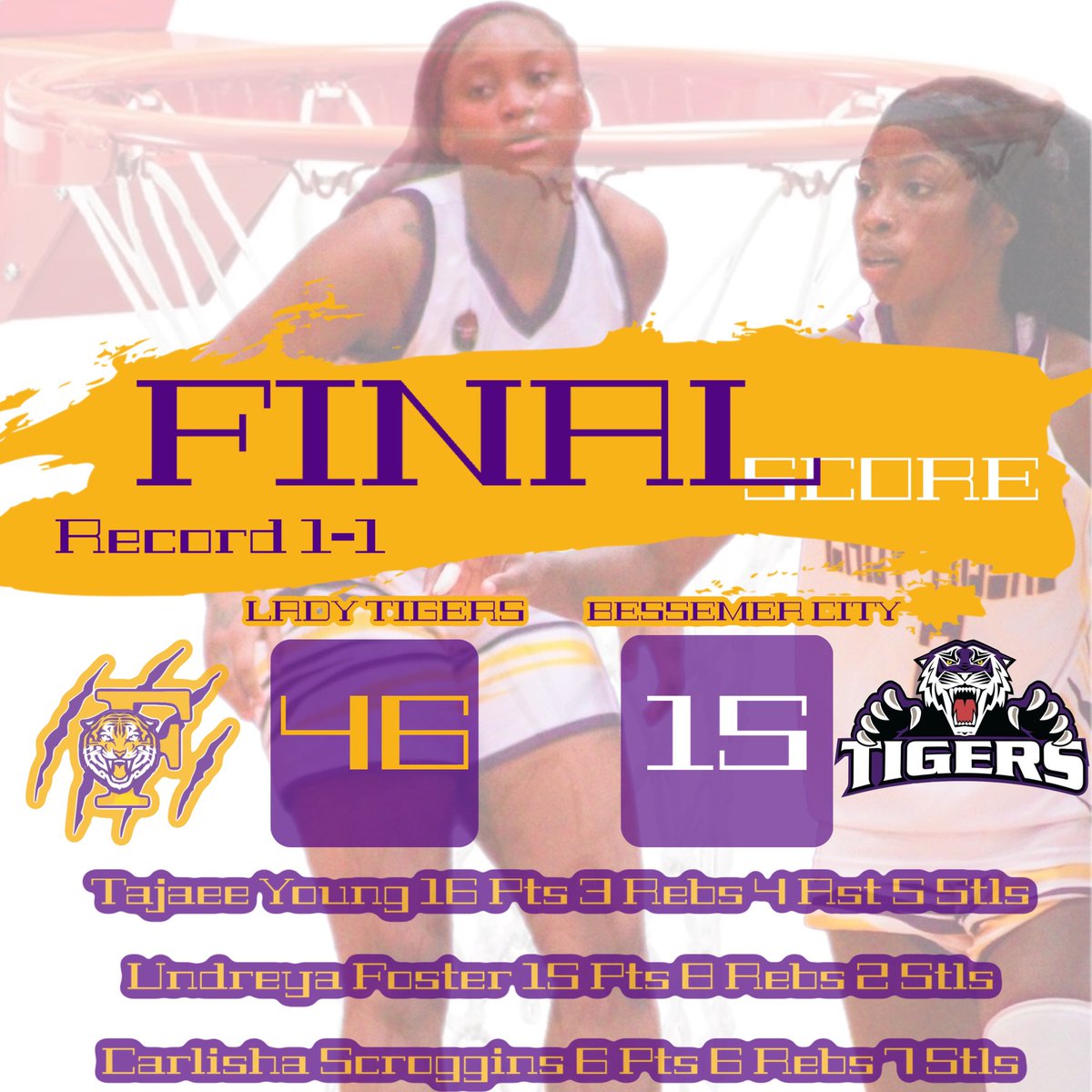 FairfieldHoops's tweet photo. Your Lady Tigers Get Their First Win Of The Season Over Bessemer City.. Back At It Again Nov. 15th Against Midfield #ThePREPway #ProgressOVERPride https://t.co/zfzj4GuZeW