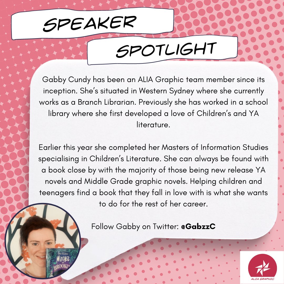 Speaker Spotlight 🌟

Meet <a href="/GabzzC/">Gabrielle Cundy</a>  one of our three speakers at our upcoming #webinar ! Her focus will be on collection development for junior and middle grade libraries.

To register for the event follow the link below
aliagraphic.blogspot.com/2022/10/webina…