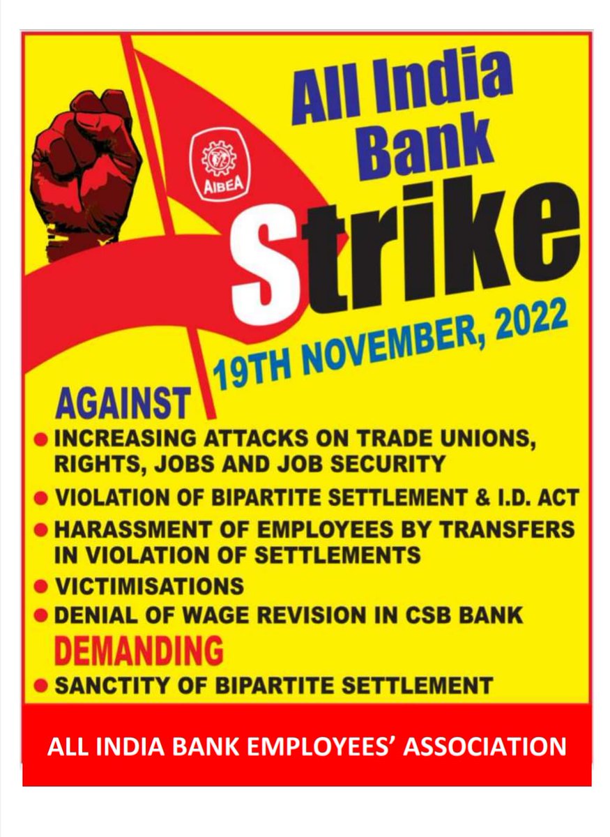 Bank strike on 19th November 2022..