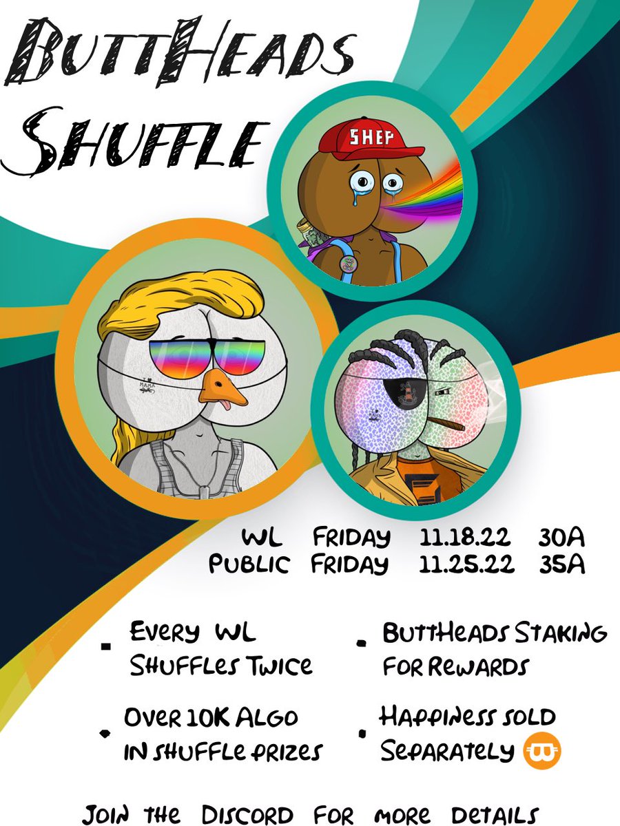 NFTButtHeads's tweet photo. 🚨BUTTHEADS WL GIVEAWAY🚨

We are giving away 5 White List spots to the Shuffle coming 11/18. And 1 winner randomly selected of the 5 winners also gets 30K $Butts ‼️

Rules👇

Like 👍
Retweet ♻️
Tag 3 of your closest ButtHead friends

Ends in 48 hours

#algofam @ButtCoinASA https://t.co/9D33oqrNYo