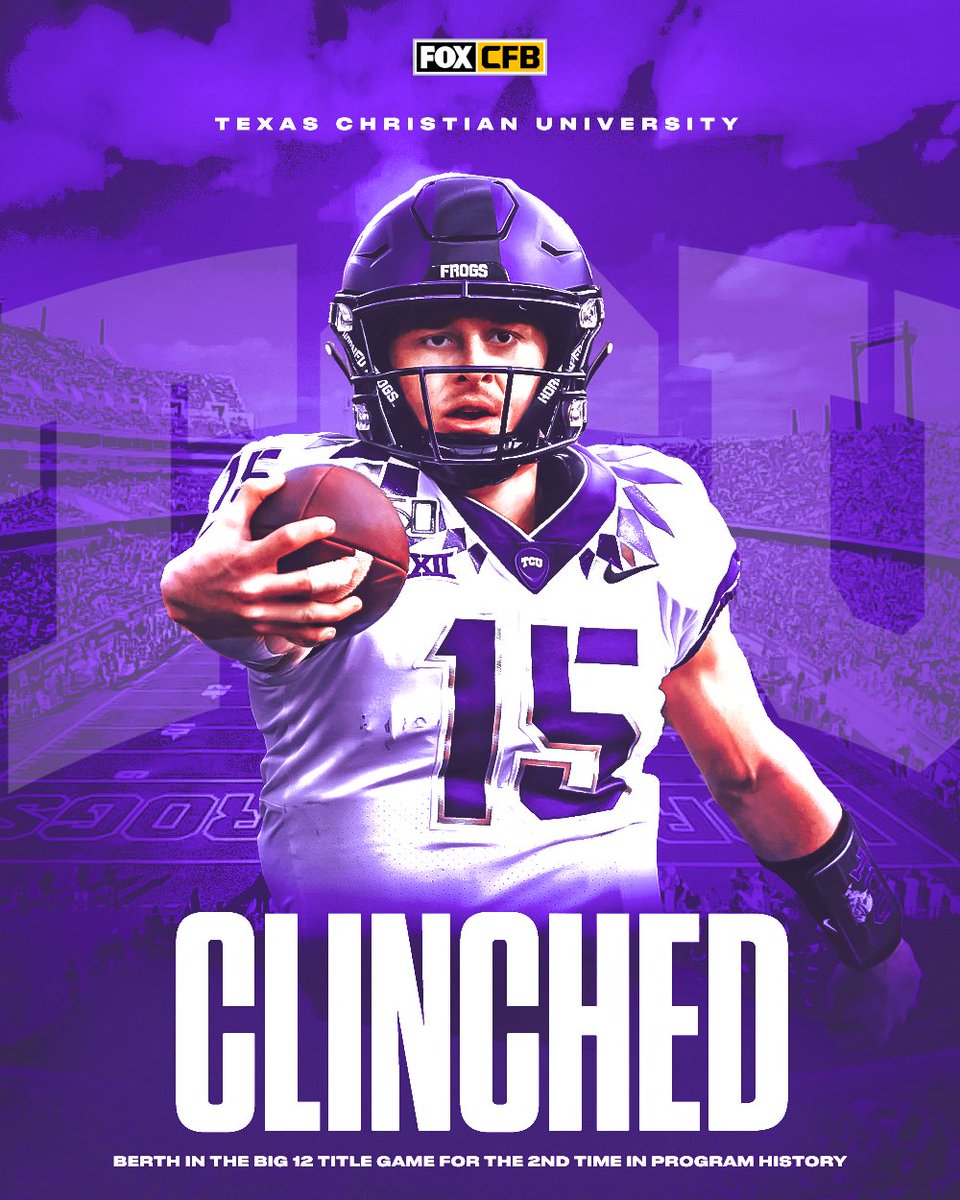 CLINCHED 🔥🐸 @TCUFootball has clinched a spot in the @Big12Conference Champ game for the second time in program history 🙌