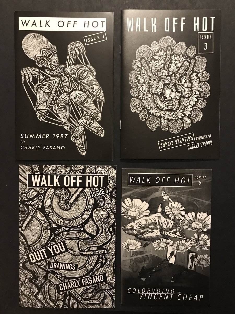 We are having a zine sale over at Walk Off Hot. Issues 1,3,4 and 5 feat art by me and Vincent Cheap. walkoffhot.com/shop/p/walk-of…

#zines #zinesale #giftideas #walkoffhot #denverart