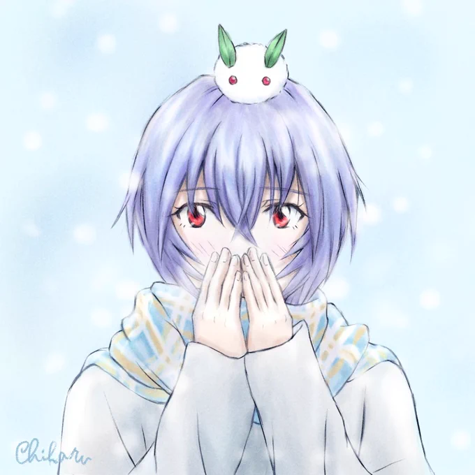 雪の日の綾波さん描いてみました #エヴァンゲリオン  #綾波レイ 