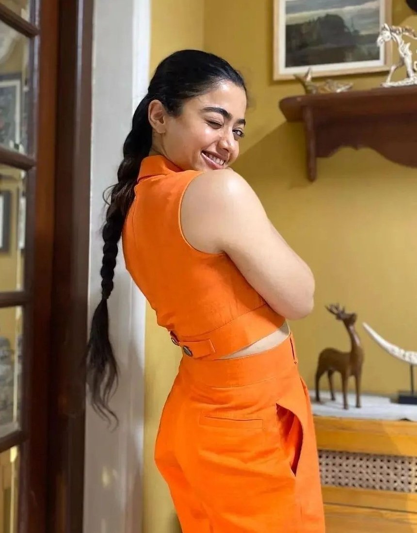 rashmika mandanna orange dress Rashmika Mandana dazzling Photoshoots