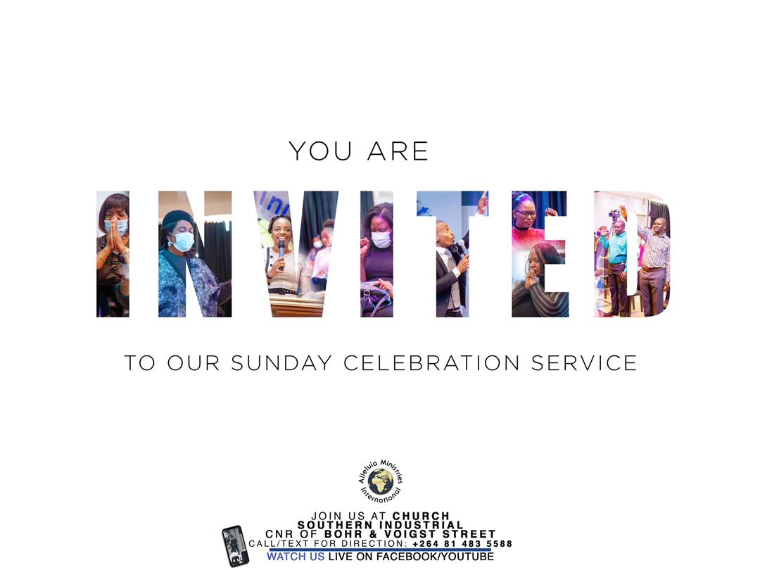 Today is a beautiful, joyful day that the Lord has prepared for us. Prepare your hearts and dancing shoes for we will celebrate in His house.

Kindly be reminded of our Sunday Celebration Service at 09:00.
For transportation contact us at: 0814 835588.
Love
AMI Windhoek Namibia