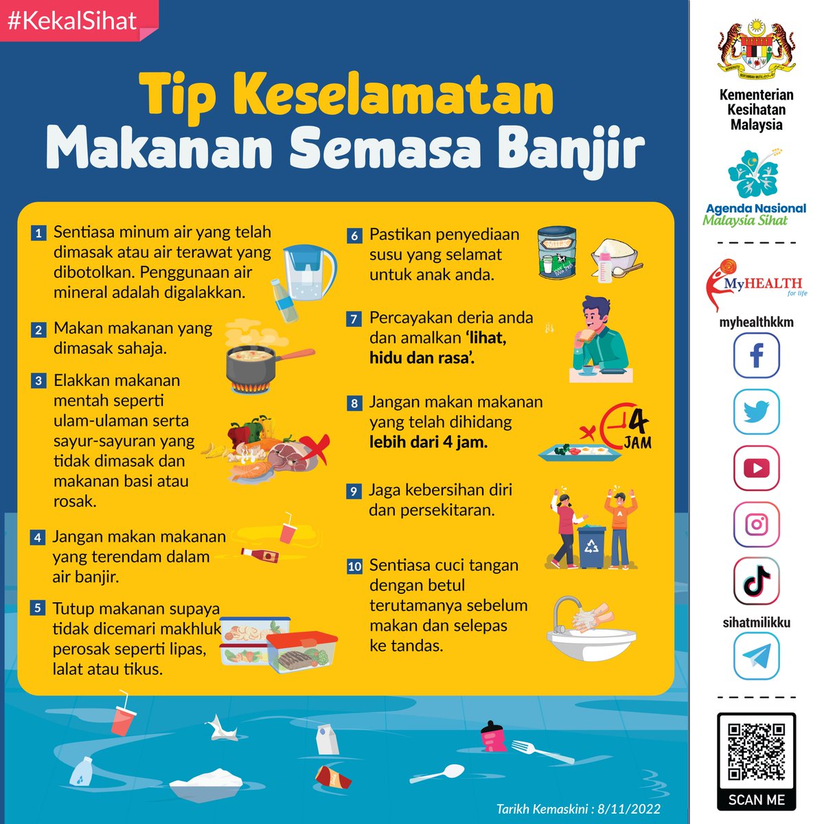 ADA KAWASAN YANG DAH BANJIR 
JOM AMALKAN TIP KESELAMATAN MAKANAN SEMASA BANJIR