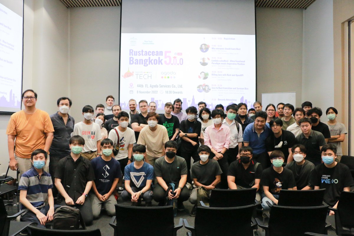 lifeatagoda's tweet photo. This week, we were thrilled by the attendance at the Rustaceans Bangkok meetup at Agoda office 🦀 

We're proud to sponsor tech meetups and share our knowledge with the community. Follow us to stay updated on our next tech events!

#lifeatagoda #techatagoda #agoda https://t.co/1qiGhhS6VS