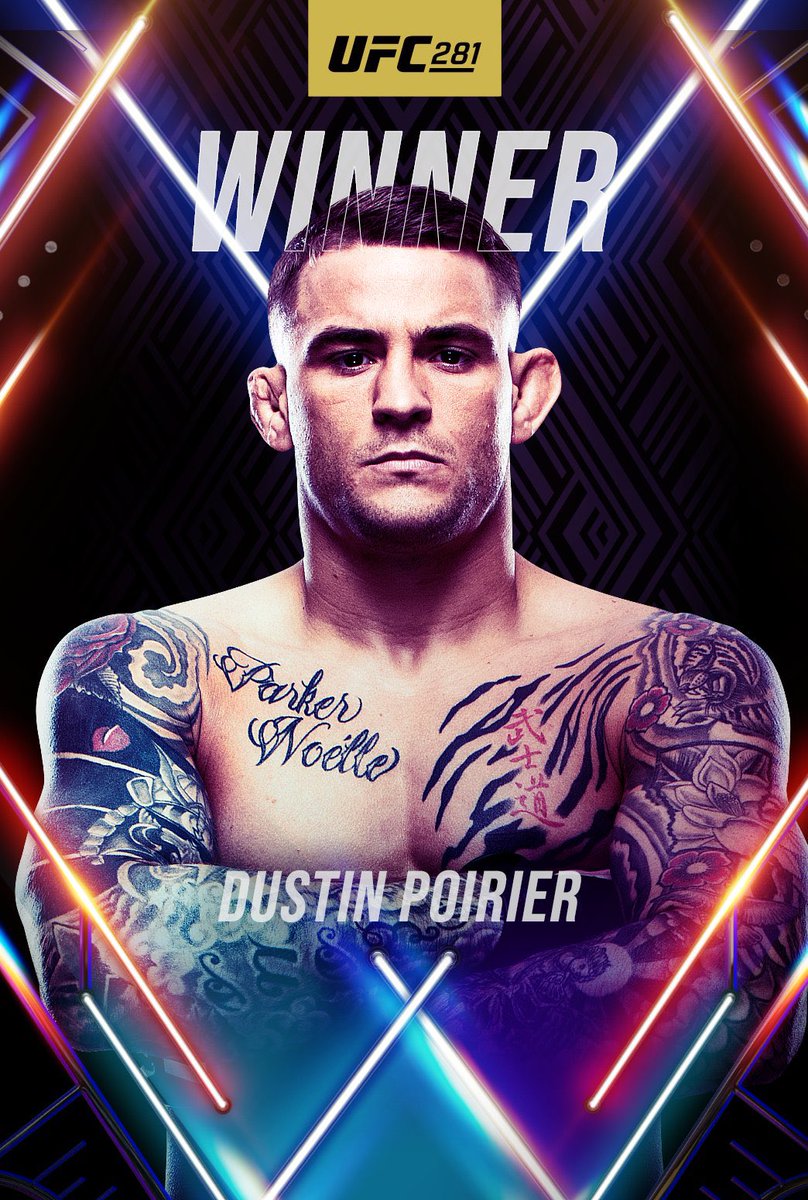Dustin Poirier is the winner after an incredible war against Michael Chandler! #UFC281 🇺🇸⚔️