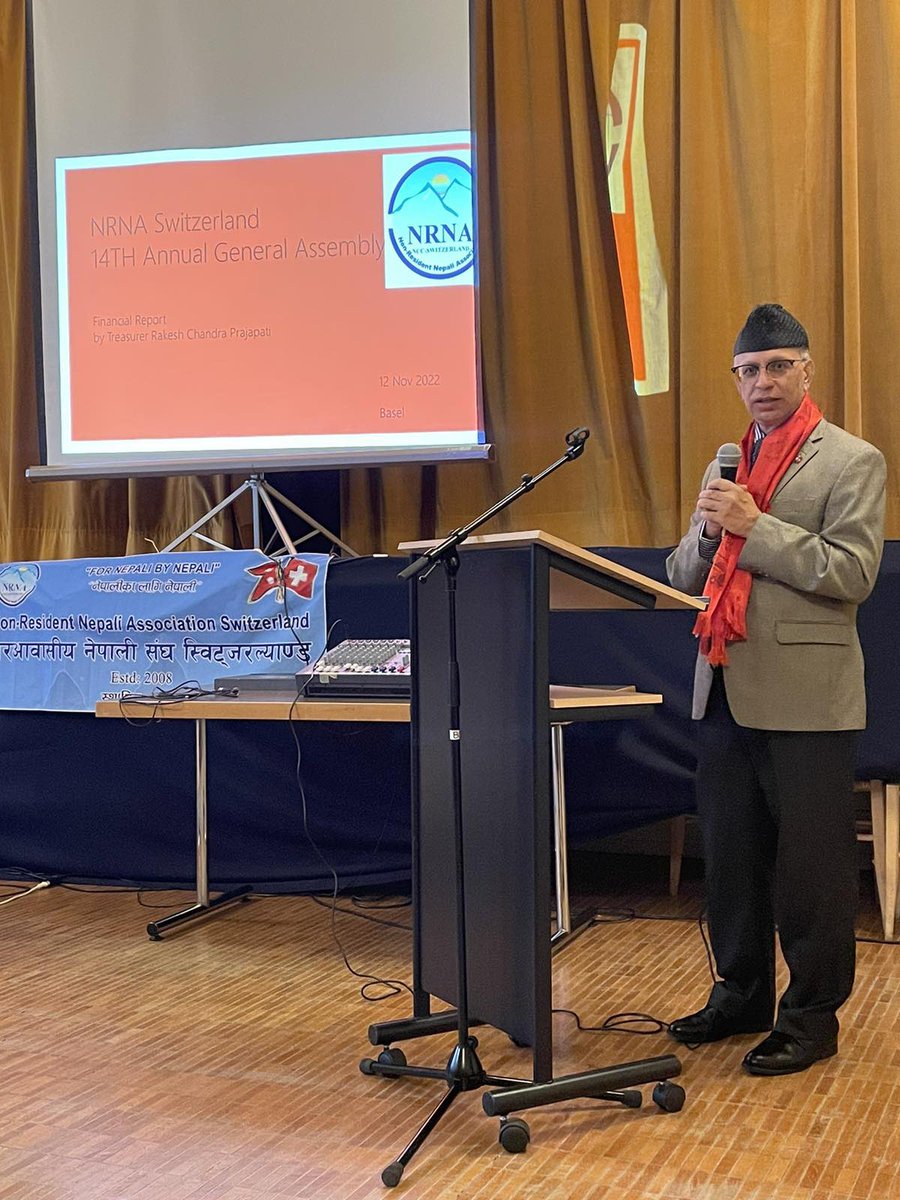 Spoke as Chief Guest at the 14th Annual General Assembly of NRNA Switzerland held in Basel. ⁦<a href="/pmngeneva/">Nepal in Geneva</a>⁩ ⁦<a href="/MofaNepal/">MOFA of Nepal 🇳🇵</a>⁩