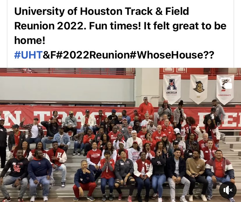 Thanks to the reunion committee and all that came out today.  Such a great time at the track reunion today.  One big UHTF family. ⁦<a href="/UHCougarTF/">#HTownSpeedCity</a>⁩