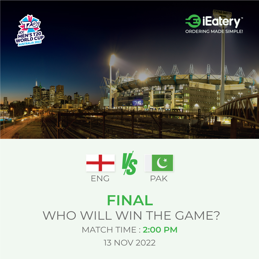 IeateryB's tweet photo. 🏏ICC Mens T20 World Cup 2022 Final🏆😮😮
Are you ready to count your breath?🙂🙂Let's comment on the below. Who will win the game?
#ICCT20WorldCup #PKvsENG #crickettwitter https://t.co/6k5ntfVl12