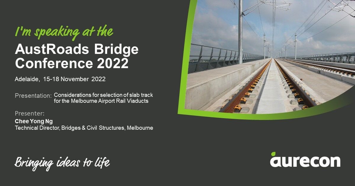 AUCheeYNg's tweet photo. Join me in Adelaide next week for the Austroads Bridge Conference where I will be presenting my paper on the selection considerations of slab track (ballast-less) systems for the Melbourne Airport Rail. #bringingideastolife @Aurecon https://t.co/fwbqnJUbxZ