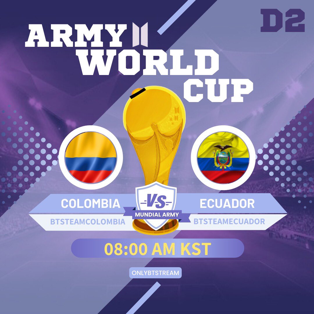 OnlyBTStream's tweet photo. 08 AM KST: COLOMBIA 🇨🇴 VS ECUADOR 🇪🇨 https://t.co/1BpgYGDfLY
