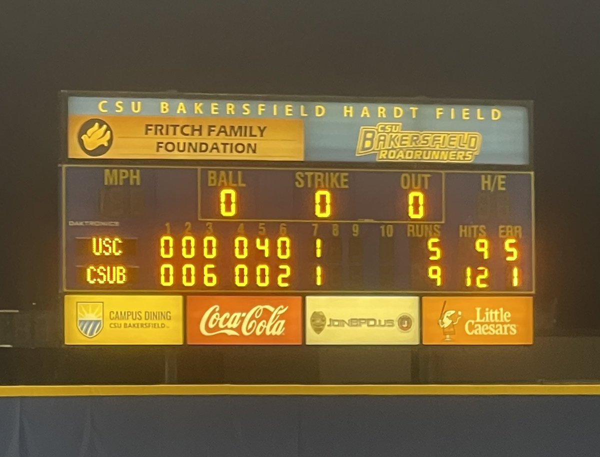 Great day at Hardt Field. Bird’s finish the fall on a high note with a score of 9-5 over USC. 
Highlights: Saldivar 4-8 2 2B, Stancato 3-7, Tally Wright 3.3 IP 6 K’s 0 R, Ulloa 5 IP 4 K’s 2 H 0 R.