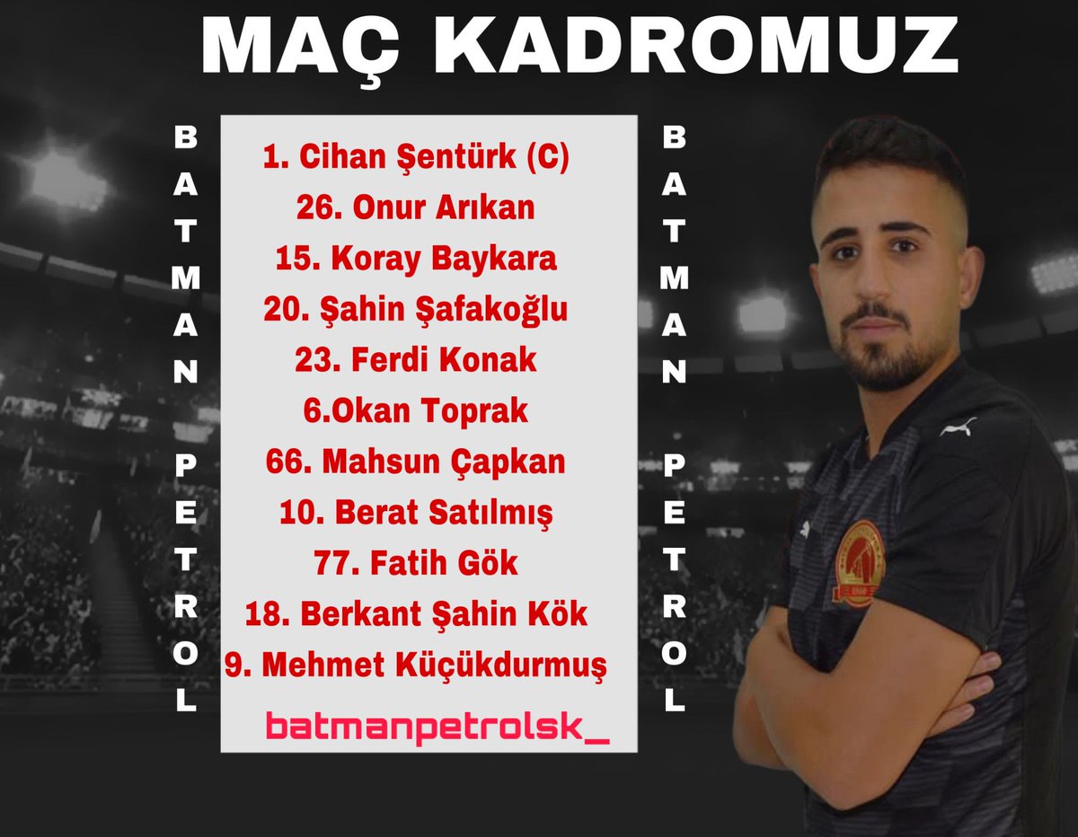 24 Erzincanspor maçı ilk 11’imiz!

BAŞARILAR BATMAN PETROLSPOR'UMUZ.

#GURBETÇİPETROLSPORLULAR