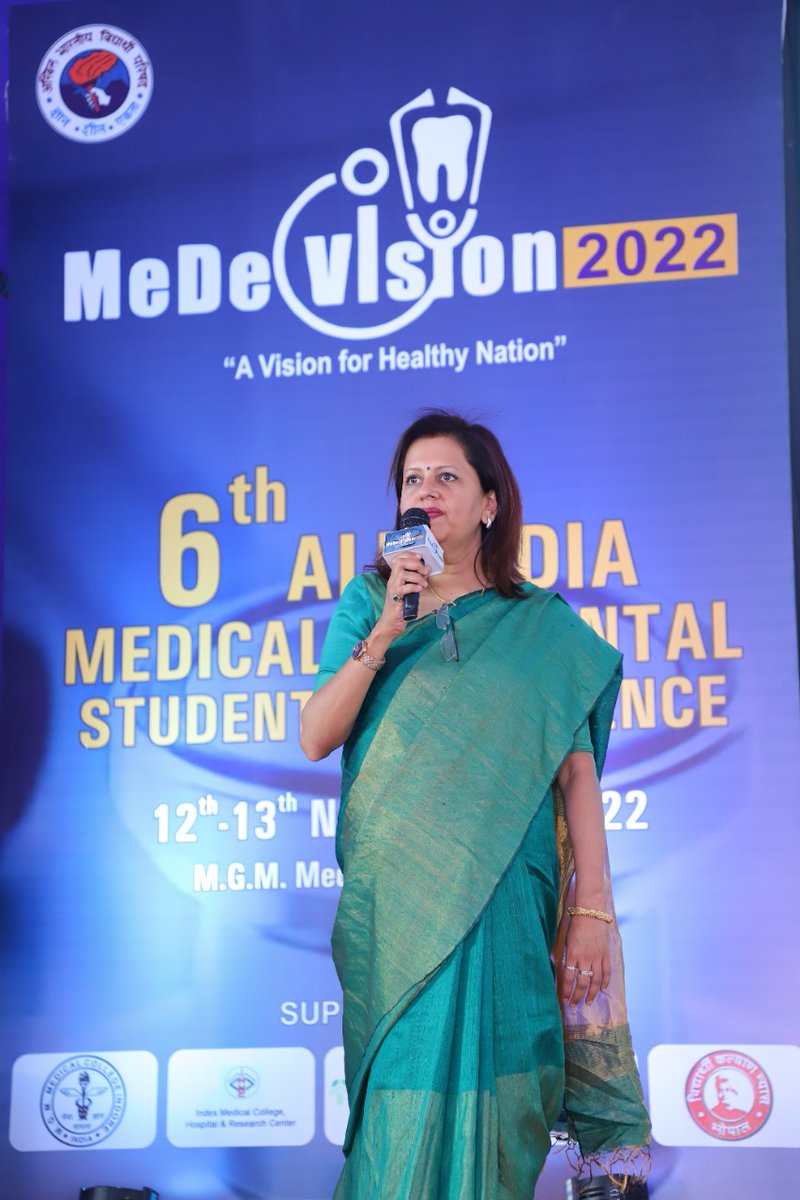 MeDeVisionOrg's tweet photo. Session:2
At All India Medical and Dental Students Conference 2022 being held in Indore, Dr. Suparna (HOD,Conservative &amp; Endodontics Dept, Index Dental Sciences,Indore) and MeDeVision Former National Convenor &amp; Patron Dr.Subram spoke on the topic of "Be Balanced-Be Successful". https://t.co/f099Nz4hns
