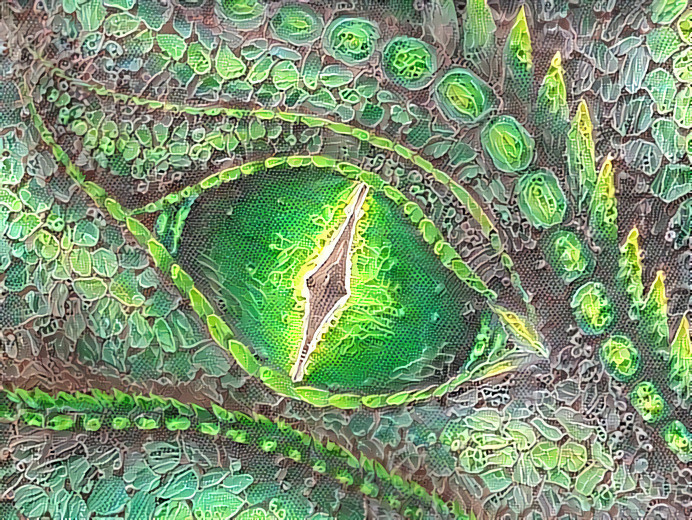 DrCCat1's tweet image. As the dragon stared at Estelle it opened its maw, baring a row of dagger-like fangs. 

"Simple tricks of the mind may have worked once, but I am beyond your power," Estelle said and waved her hand dismissively at him. 

#shortstory 
#fantasy 
#GoogleDeepDream