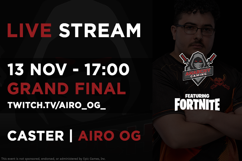 Anarchy Gaming Trio Cup🏆

🤑R10,000 prize pool 

Catch the action live with <a href="/Airo_OG_/">Alex Wrigley</a> 🔥

⏰This evening at 17:00pm

#AnarchyGaming #FortniteZA #EliteProSeries