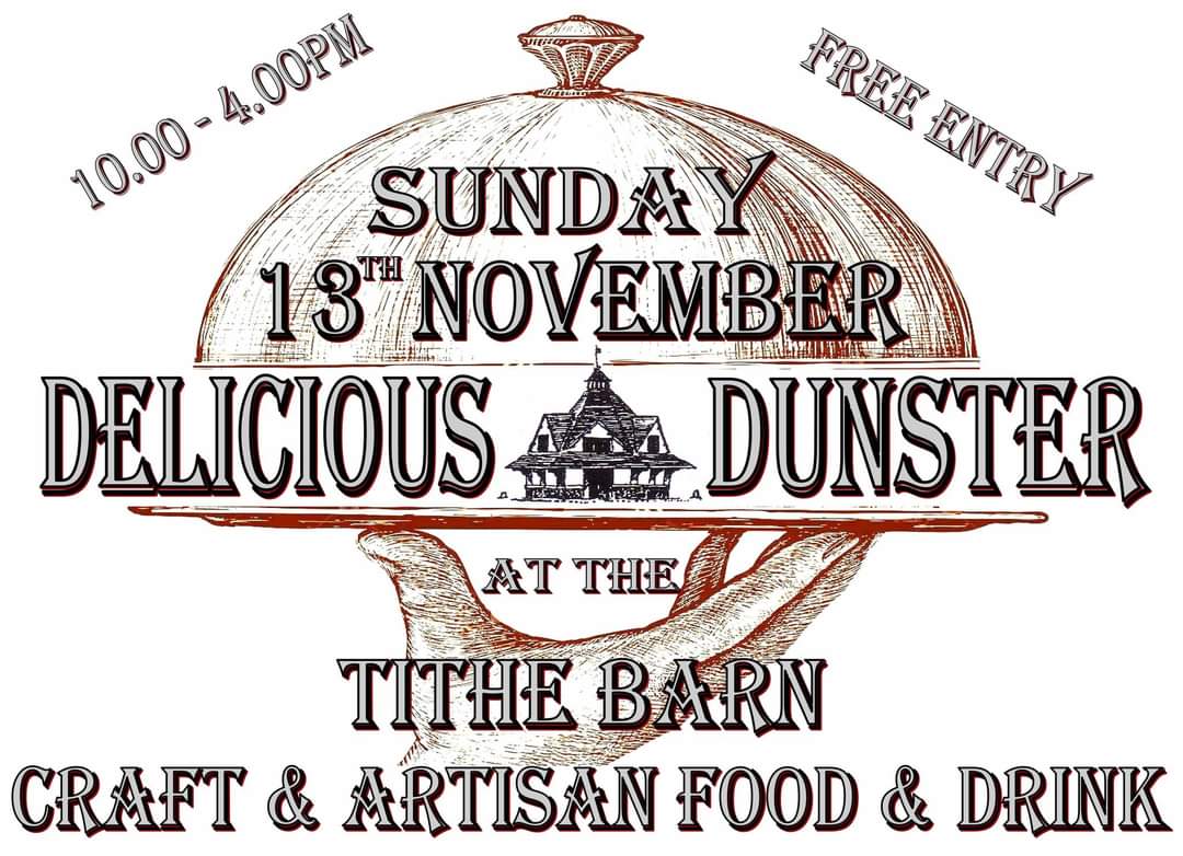 DunsterOrgUk's tweet photo. 🍅 Today is the return of #DeliciousDunster Dunster's famous fresh food and drink fair.
🌽With a wide variety of exhibitors old and new, there's always something fresh, tasty and local available from 10am.
#Dunster #dunstervillage #DunsterOfficial #DunsterTitheBarn #Exmoor https://t.co/ovvMi9X4Gf
