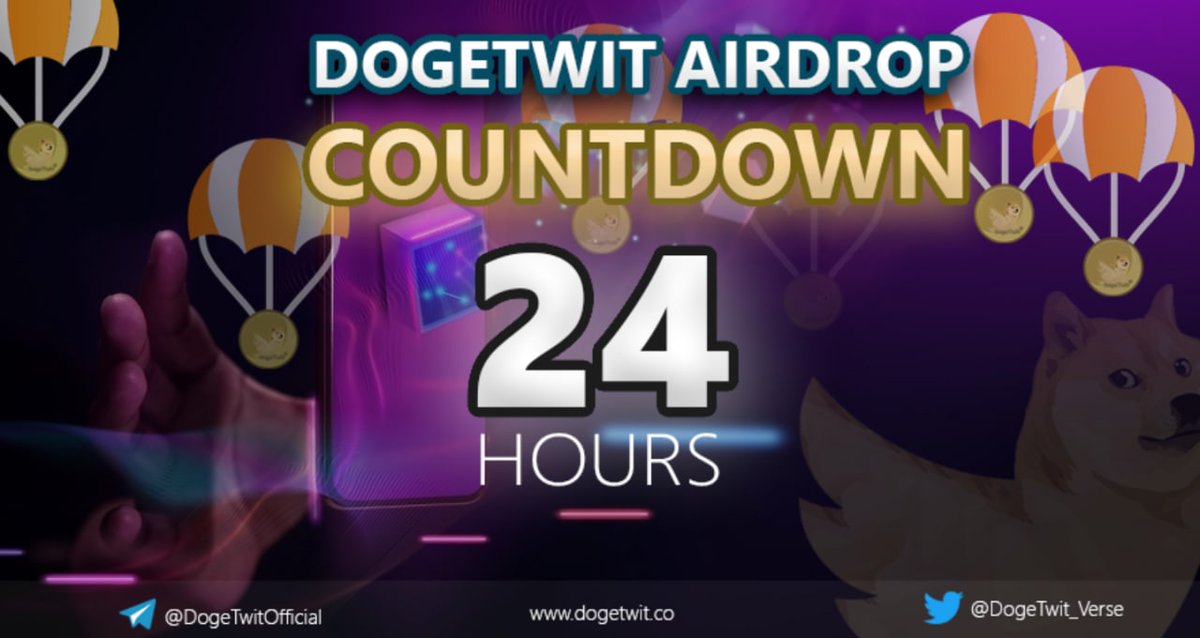 DogeTwit_verse's tweet photo. We launched $100,000 Airdrop! Are you going to miss it?

In just 24 hours, DogeTwit will officially give away a $100,000 worth of Airdrops.  Stay tuned for the rewards 🥳🥳🥳 

#Dogetwit #airdrop #comingsoon https://t.co/h03JBSG42e