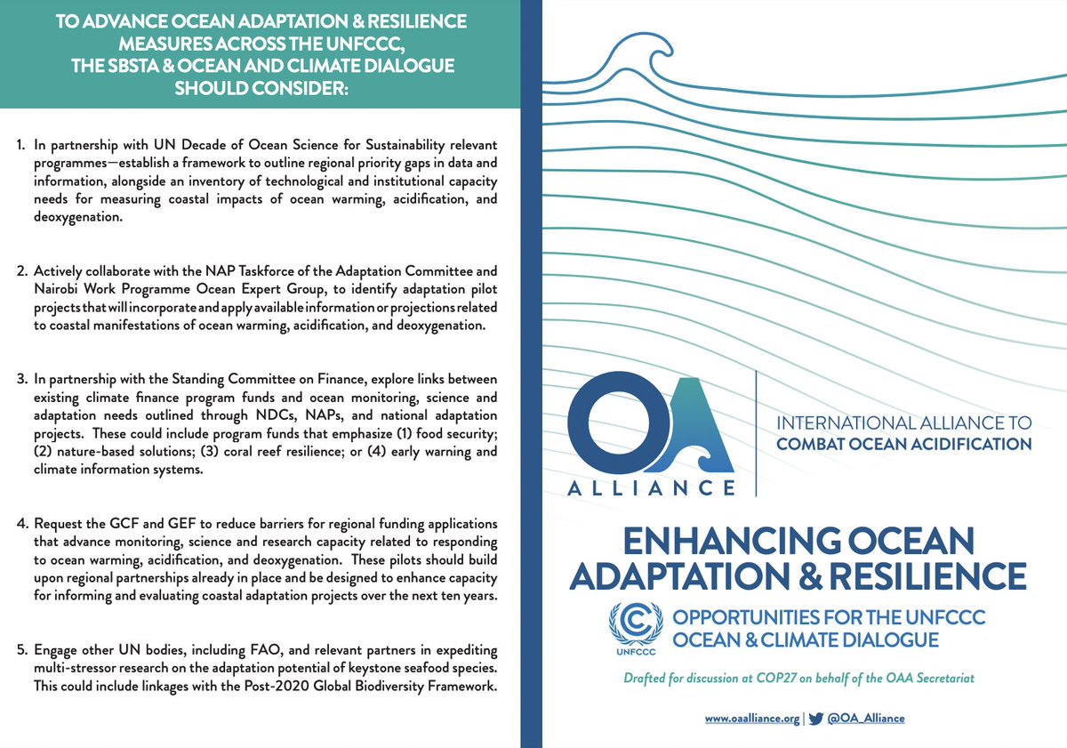 WEEK 2 #Cop27 #LossAndDamageFinance 

Adequate/ equitable investments in climate preparedness, adaptation, & resilience MUST include addressing 🌊 warming, acidification & oxygen loss caused by GHGs. 

We have specific recs. for #OceanClimateDialogue

👉👉tinyurl.com/47fvc23n