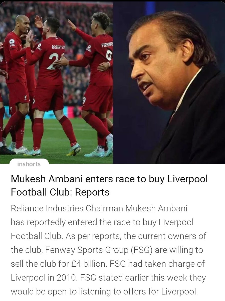 Suniel_20's tweet photo. When Mukesh Ambani's grandson wants to join football coaching, and he tries to get you the whole club. #Liverpool #RichpeopleThings #LiverpoolTakeover https://t.co/PwktdJ0SOa