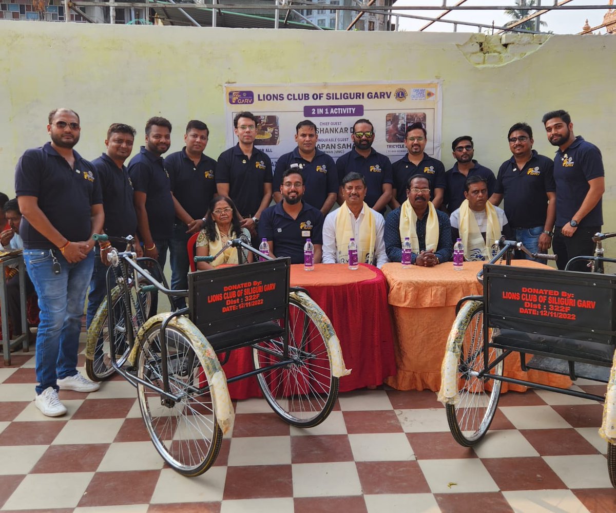 LCSGarv_322F's tweet photo. On World Kindness day, LCS Garv - Dist. 322F organized 2 social activities at Malbazar,WB. 
1. Distributed 2 tricycles to two differently abled individuals.
2. Distributed food to around 200-300 people . 
Kindness Matters.
#worldkindnessday #LionsClubs #social #WeServe #india https://t.co/RxMVvzMqf6