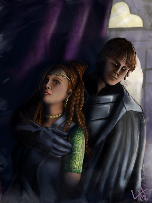 We will never be over this Jacen Solo + Tenel Ka fanart by <a href="/JediSeeker1/">Lindsey</a> -- she used one of our cosplay photos as inspiration for the setup/pose and we have a print of it hanging on our wall! 💙💚

(The inhuman screeches of joy we made when we first saw this art oh man)