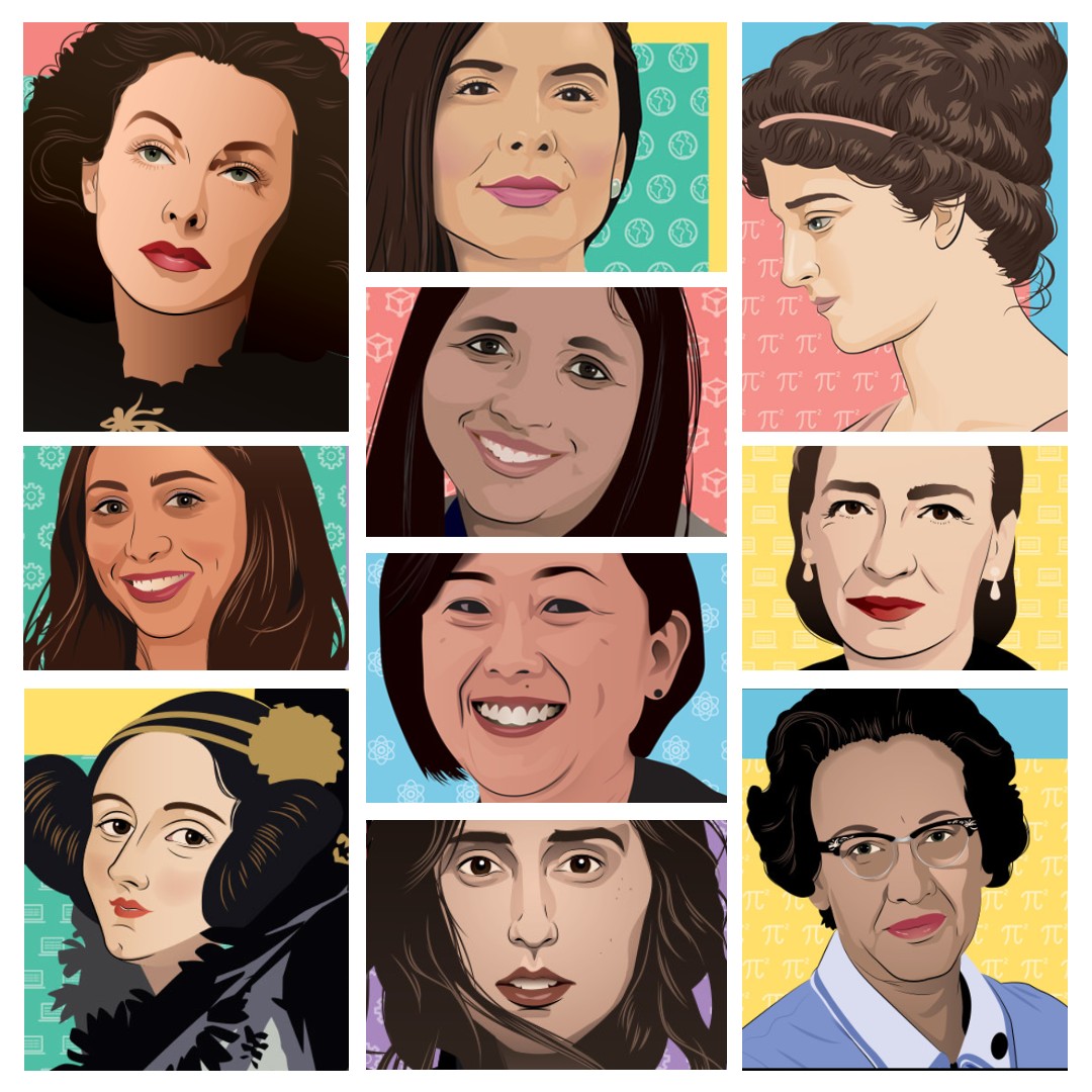 eughung's tweet photo. Collage of #WomenInSTEM @IngeniumCa printable posters! These are 10 of 75. Going up in my class!
L: Hedy Lamarr, @AyahBdeir, Ada Lovelace
C: @Melina_MLM, Shohini Ghose, @ReinaMaruyama, Sabrina Gonzalez Pasterski
R: Hypatia, Grace Hopper, Katherine Johnson. #MultiverseOfMathness https://t.co/BQmbciSpSA