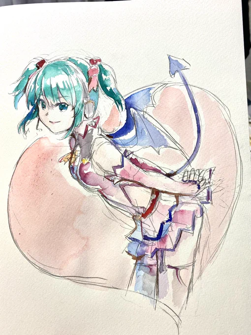 【リクエストイラスト2枚目】ハートハンターちゃんを描いてみました¶(⁄•˅̮•∖)⁋次は何を描こうかな〜  
