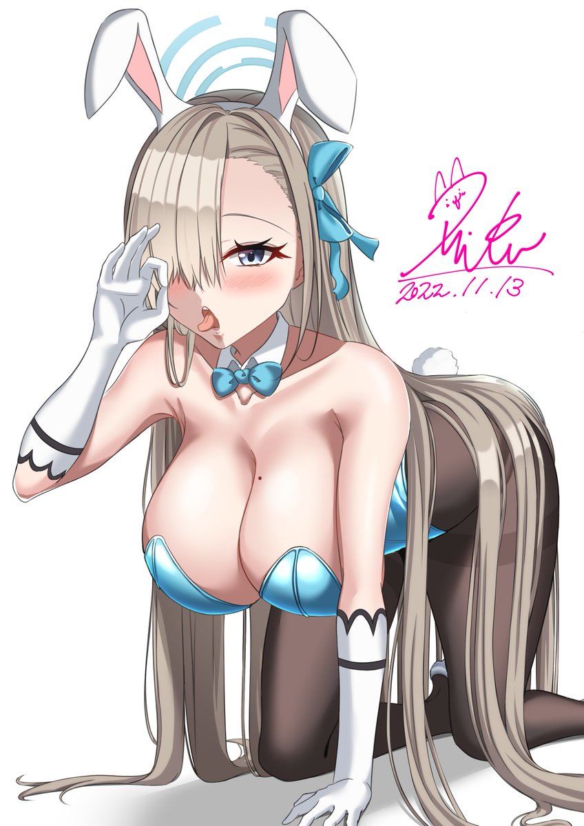 asuna (blue archive) ,asuna (bunny) (blue archive) 1girl breasts playboy bunny animal ears official alternate costume pantyhose solo  illustration images