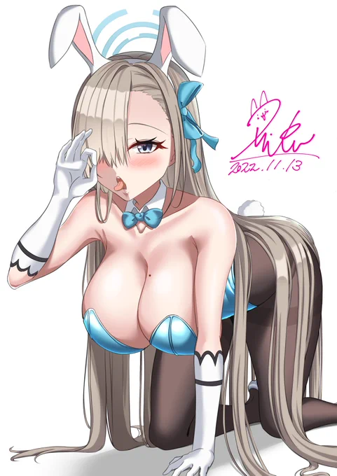ブルアカ アスナ(バニー)描きました!!(^▽^)#ブルアカ 