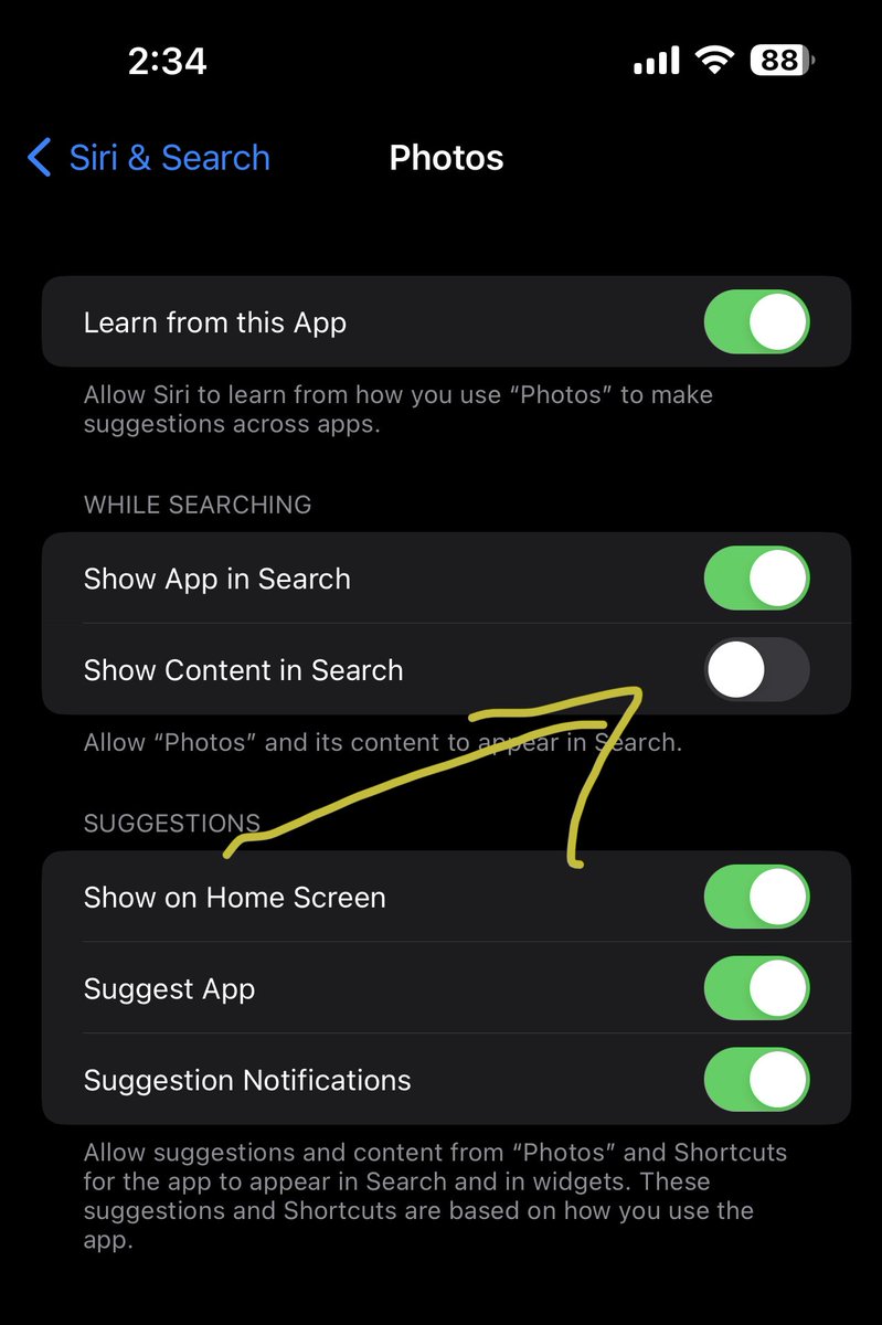 Pro tip go to Settings > Siri &amp; Search > Photos and turn off this setting to make spotlight on your iPhone fast again. Basically iOS 16 made it slow as molasses cos it’s searching your photos too.  #ios #iphone