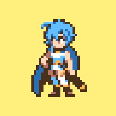 毎日ドット絵チャレンジ、11月13日は「農民関連のスキルばっか上げてたら何故か強くなった。」から、ルリちゃん。#ドット絵 #pixelart 