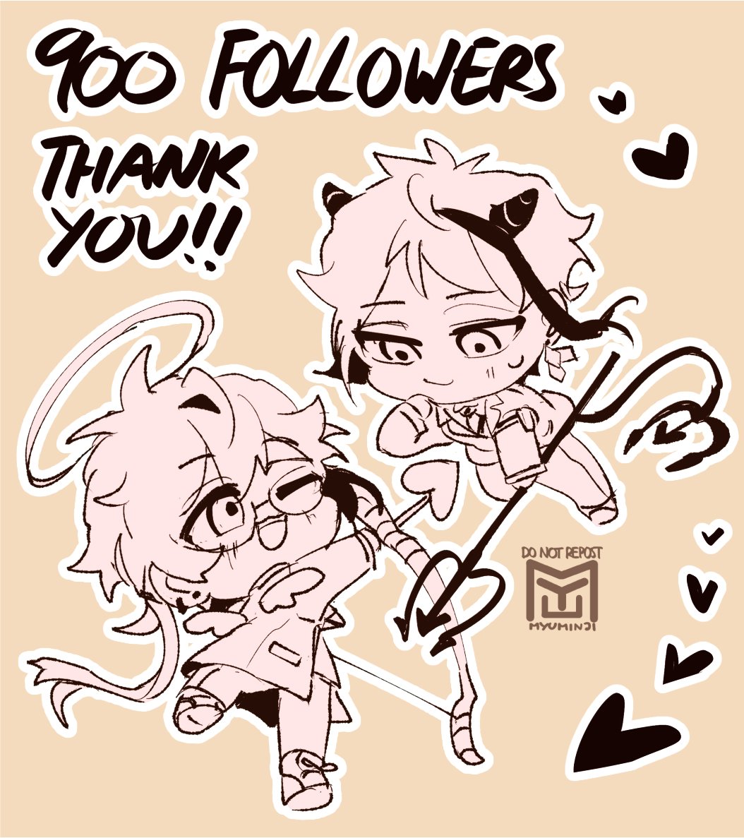 Small raffle to celebrate 900 followers, thank you so much as always!! 🙏💖

• 1 winner will receive a sketch of their chibi pairing!
• must be a follower (new followers OK!)
• LIKE and RT to enter!
• deadline by 24 hours~