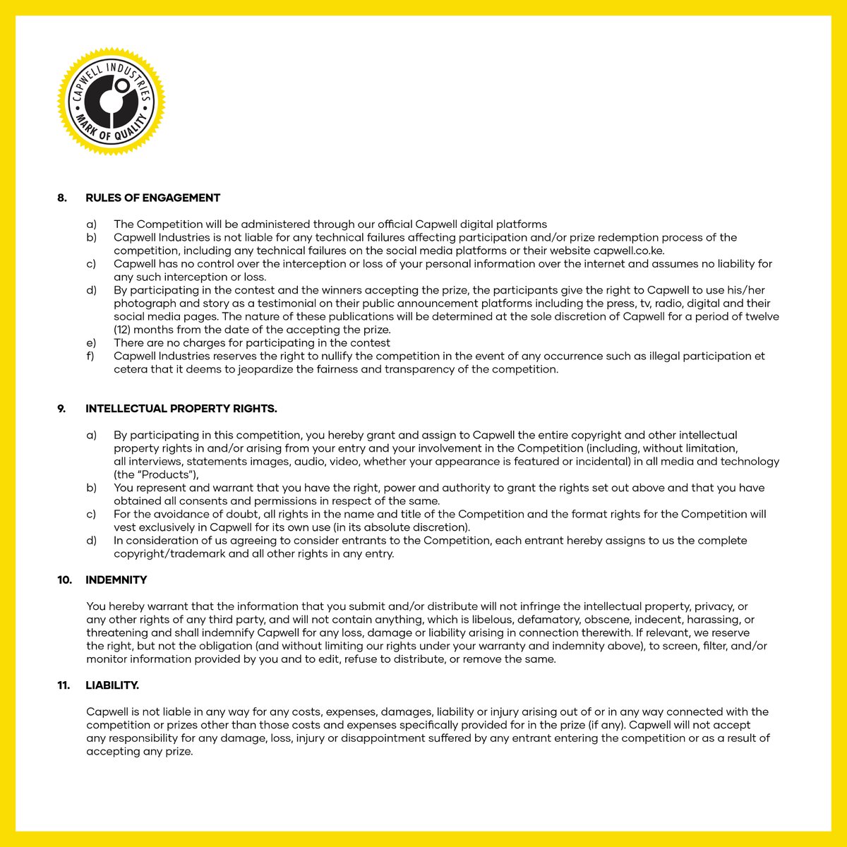 shadrac_matata's tweet photo. "By participating in this you grant and assign Capwell the entire copyright and intellectual property rights in and arising from your entry" 🚩🚩🚩🚩🚩🚩🚩🚩🚩 https://t.co/6DFBz9moQf