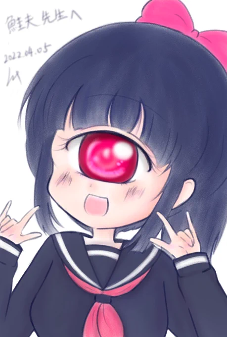 ちょくちょくFA描いて頂いてたムツキさん()からアピールを頂いたので描いて頂きました!中学生ヒトミちゃんskebにはクライアントにリクエスト希望を送るアピール機能というのがありますので、単眼絵師の方からのアピールは募集中です〜#ヒトミ先生の保健室  
