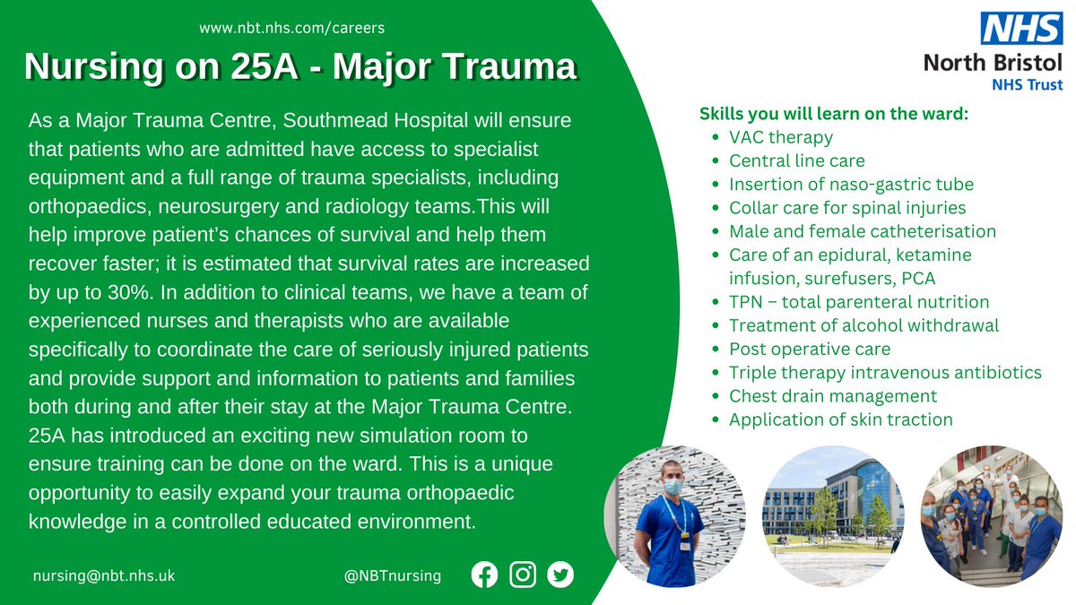 North Bristol NHS Trust is one of two designated Major Trauma Centres in South-West England, servicing the Severn region. If you are a newly qualified or registered nurse seeking a new opportunity, enquire today! @NmskNbt For more info and to apply: jobs.nbt.nhs.uk/job/v4626135
