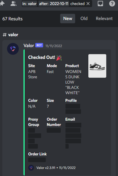 One month recap since I picked up @ValorAIO💎 ...and no not all 67 were pandas. Software: @ValorAIO IP: @ProxyCue @LiveProxies Tool: @aycdio Server: @10xServers CG: @notify Shout Out: @slightlyice