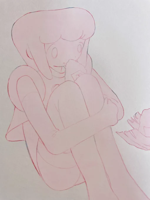 下絵が溜まったからようやく絵の具触れて楽しい 