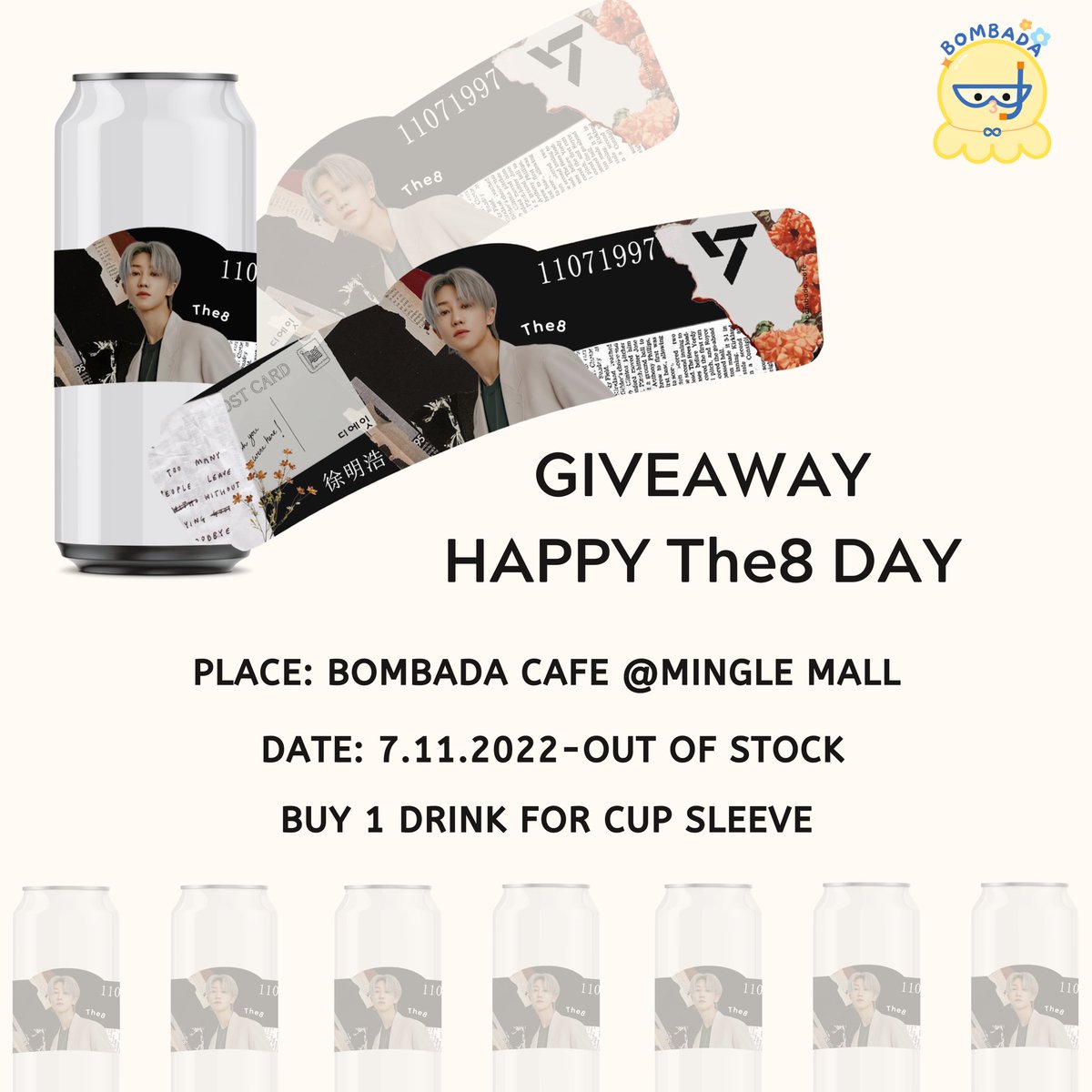 bombada_cafe's tweet photo. 🍋GIVEAWAY🍋
✨ซื้อ 1 เครื่องดื่ม/ Cup Sleeve 1 ชิ้น✨
📍BOMBADA CAFE 
(Mingle Mall ม.กรุงเทพ)
☀️7 November-Out of stock
🕝11.30-21.30 hrs.
🌙มีจำนวนจำกัดนะคะ🌙
#꿈걸음처럼_다가온_명호의_스물여섯
#Happy_our_8arling_day
#seventeenfanart #THE8 #디에잇 https://t.co/iOBIZAUmmS
