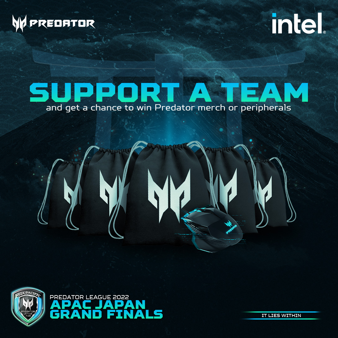 predatorph's tweet photo. Time to choose your side! Support your favorite team in the Predator League APAC 2022 Grand Finals and get a chance to win Predator merch and peripherals.
#ItLiesWithin #PredatorLeague2022 #12thGen #GamingWithIntel https://t.co/NlaKamIfq0