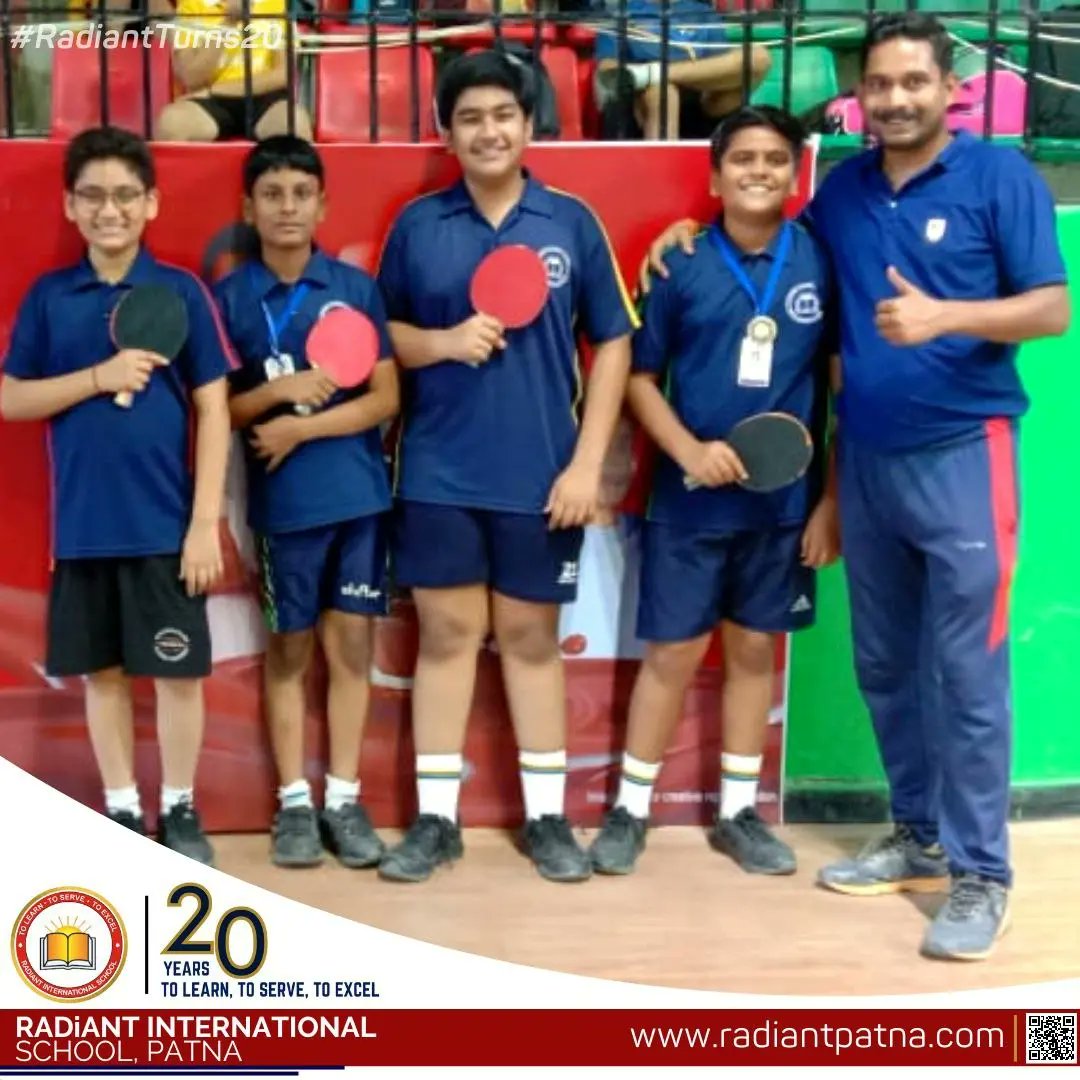 rispatna's tweet photo. Our Table Tennis team comprising Shrey Srivastava (VIII), Shreyas Mahato (VIII), Naitik Raj (VII) and Adarsh Raj (VI) has bagged the Bronze medal at Khellozz Inter-School Sports and Games organised at Patliputra Sports Complex. 
Congratulations
@EduMinOfIndia @YASMinistry https://t.co/tFl60qale2