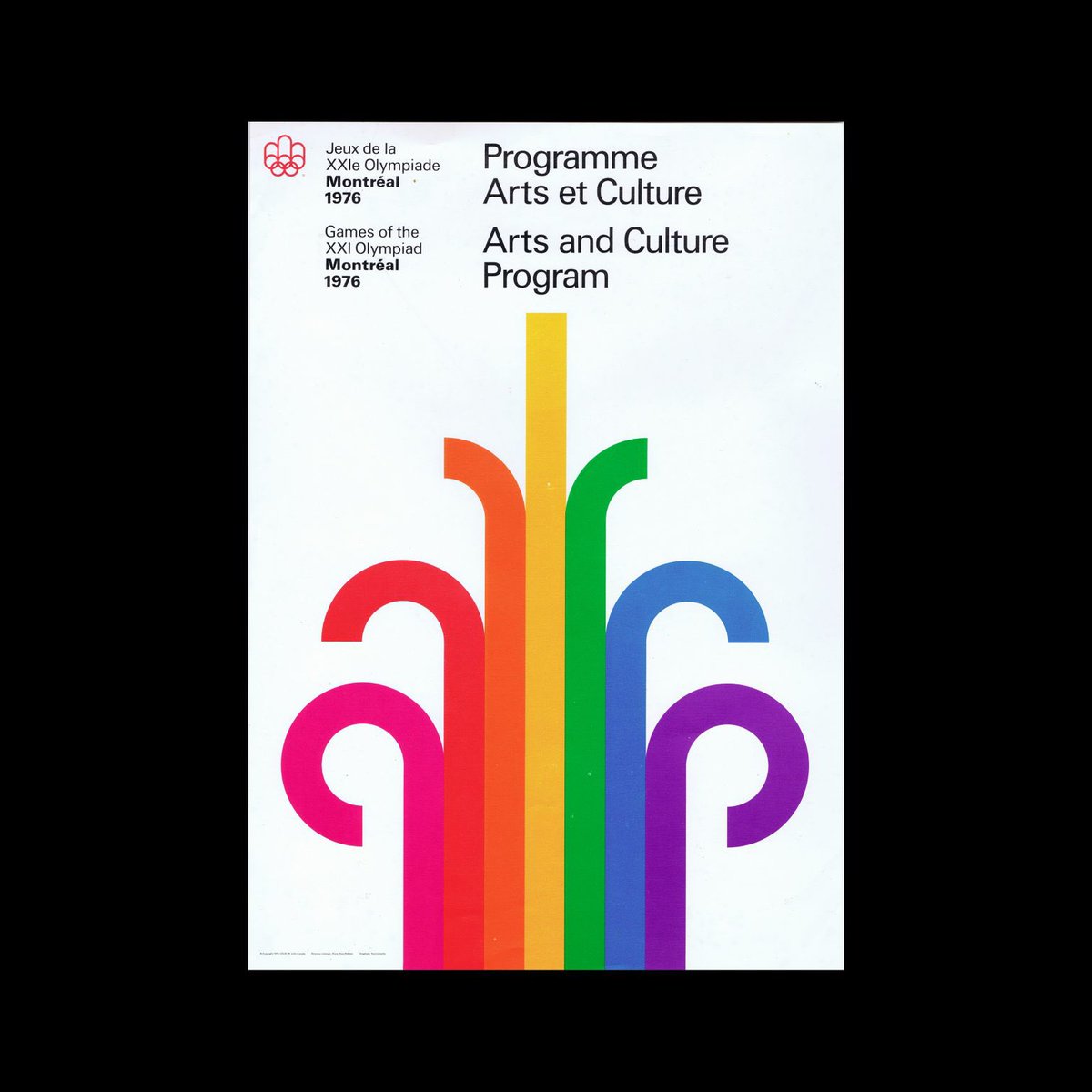 Montréal 1976 Olympics, Arts and Culture Program Poster designed by Yvon Laroche (Laroche Pelletier Graphistes) designreviewed.com/artefacts/mont…