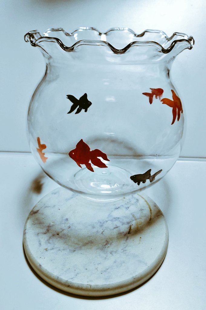 「#千金準備百均のミニミニ金魚鉢(プラスチック製)に金魚を泳がしたった!当日はこの」|多嘉良🌿のイラスト