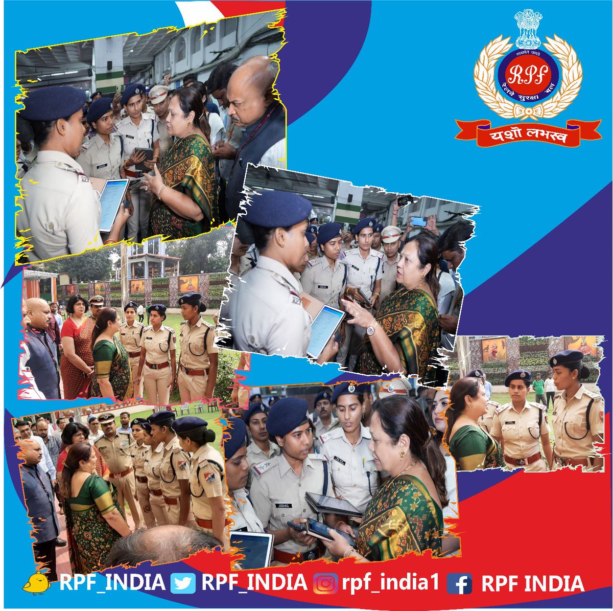 RPF_INDIA's tweet photo. Hon'ble Union State Minister of Railways and Textiles Smt. @DarshanaJardosh
visited Howrah rly stn and interacted with #MeriSaheli team and Child Help Desk during her inspection and appreciated their contribution towards #womansafety @RailMinIndia https://t.co/Yby7TLMRf2