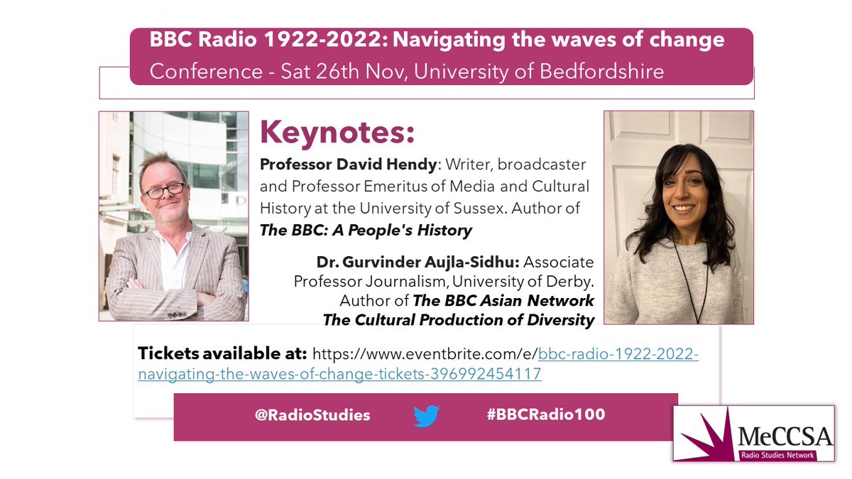 Looking forward (in stalwart fashion) to our #BBCRadio100 conference on Saturday 26th November in the Postgraduate Centre of <a href="/uniofbeds/">uniofbeds</a> in Luton (lots of public #parking nearby!) Please share rides, if you can 👍 Tickets: eventbrite.com/e/bbc-radio-19…